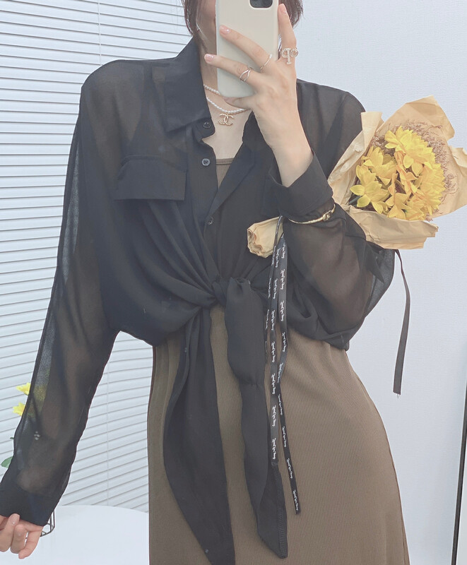 [I-D] simple solid color bandage shirt 8260 \ll