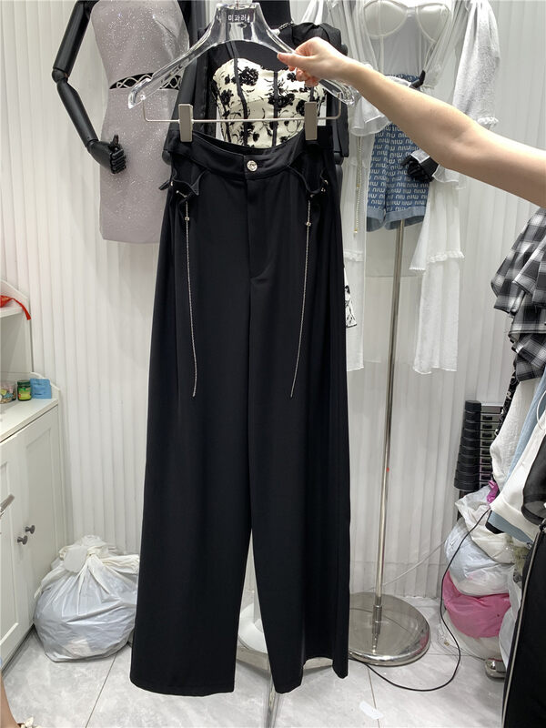 [mialiesy] temperament design sense chain casual pants (chain can not be disassembled) 525# PCZ