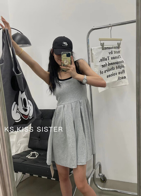 [KS] slim suspender color matching vest dress 22192 \cqw