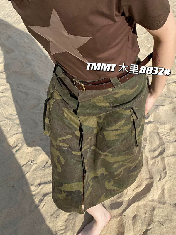 [jiajiatmmt Muli] retro camouflage tooling style niche slit skirt 8832# L