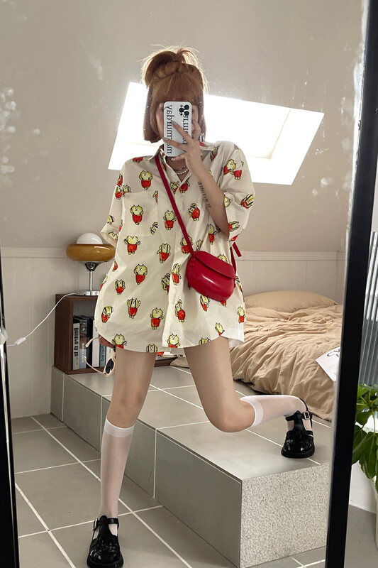 [yj.simple] Korean cute printed short sleeve shirt 3074# ozq