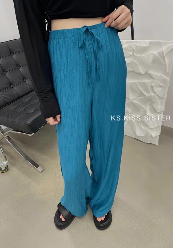 [KS] comfortable high waist, loose vertical tube, thin style, slim casual pants 20207# cqw