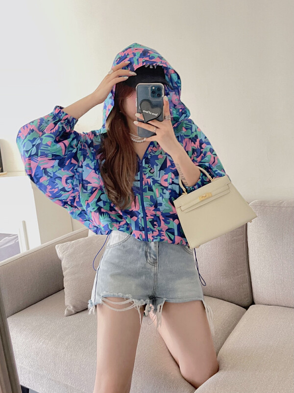 [yj.simple] Korean version versatile zipper hooded sunscreen shirt y003-3049# ozq