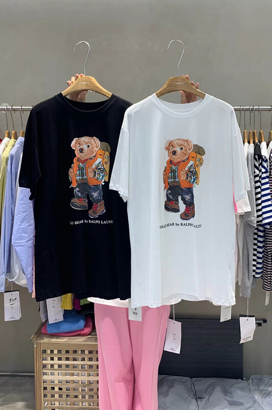 [yj.simple] casual simple bear versatile printed short sleeved T-shirt y003-972# ozq