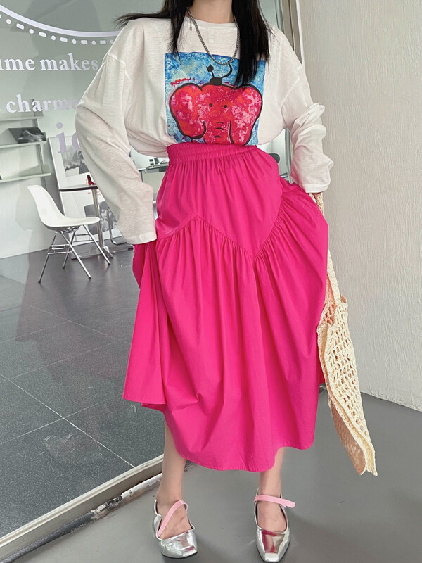 [yj.simple] Korean version versatile solid color skirt y003-3039# ozq