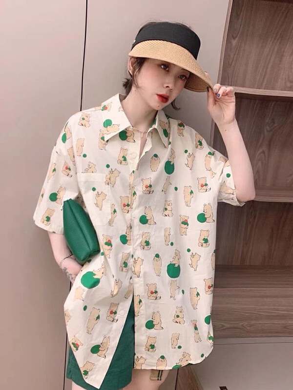 [yj.simple] Korean version versatile printed short sleeved shirt y003-3013# ozq