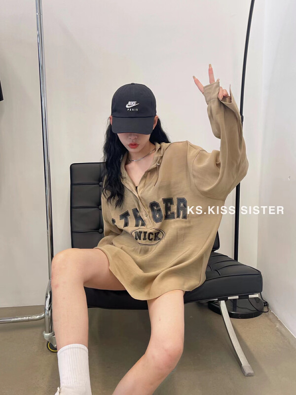 [KS] letter hooded half open neck sunscreen shirt 20276# cqw