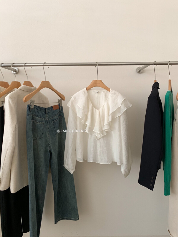 [Imiss] Korean soft Ruffle shirt cx10121 \lsw