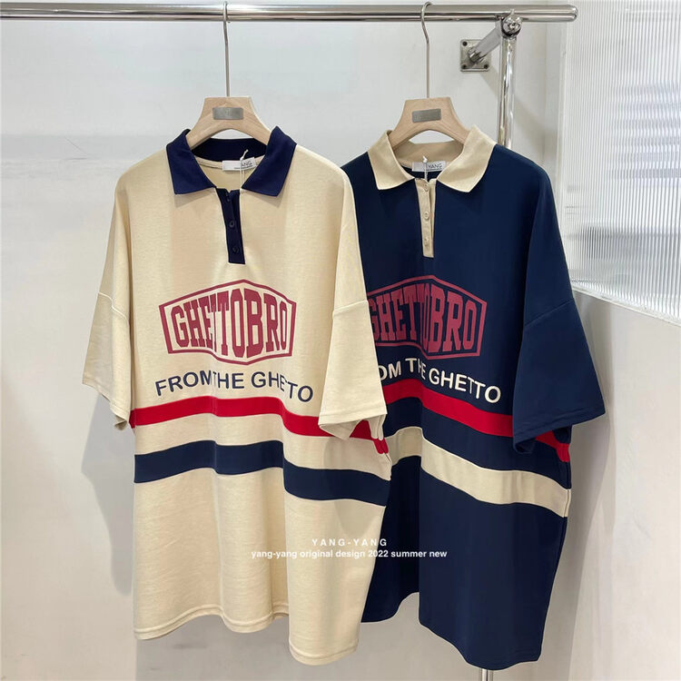 [Yang-Yang] college style long letter Polo short sleeve T-shirt c6377# CLS