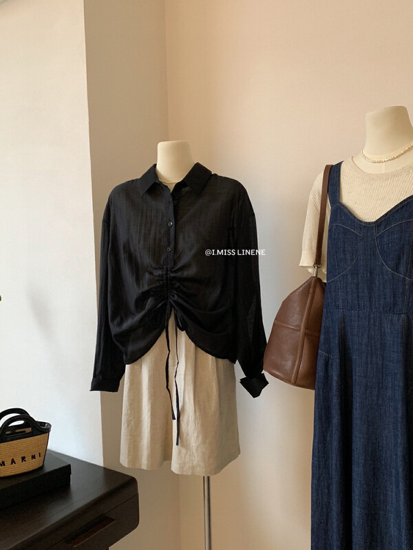 [Imiss] Korean style versatile drawstring sunscreen shirt cx3370# LSW