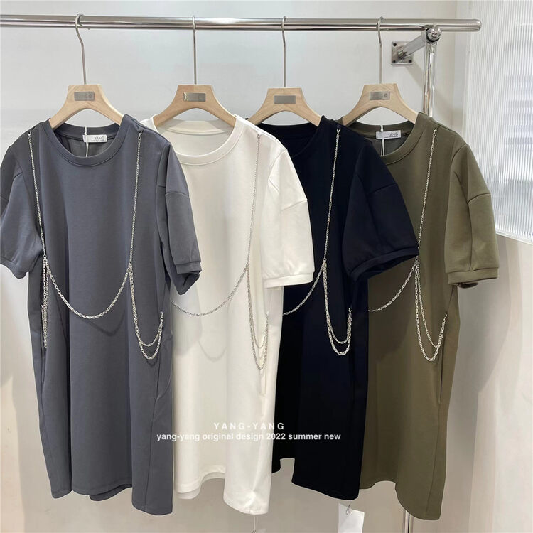 [Yang Yang] Korean style textured bubble sleeve dress (with chain) c6371# CLS