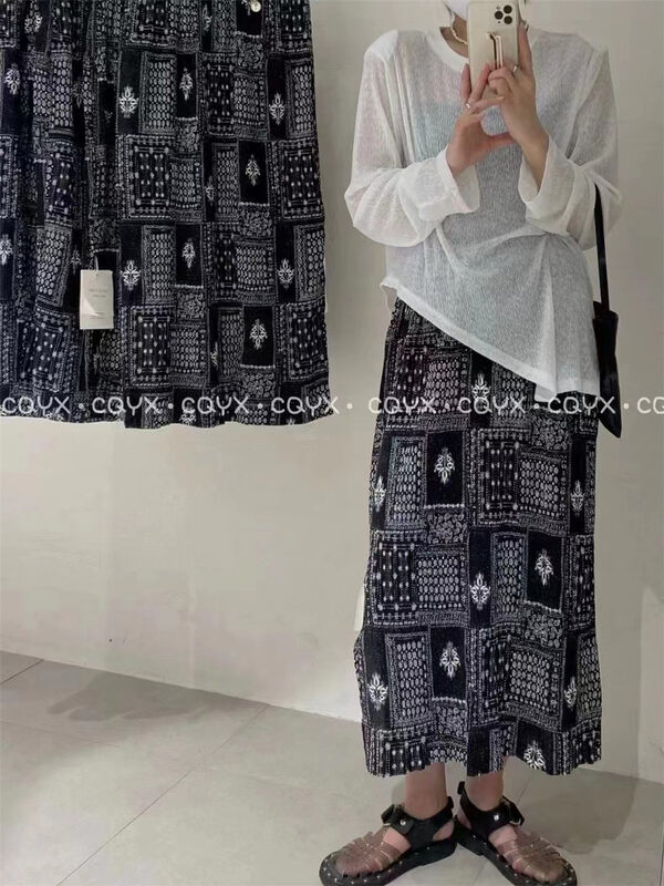 [Martina] simple loose sunscreen shirt + flower slim Skirt Set 803 × XYY
