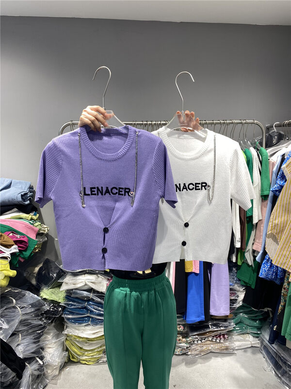 【D+（AIT.)】 Fashionable letter simple button knit shirt (chain can't be disassembled) 066# ozq