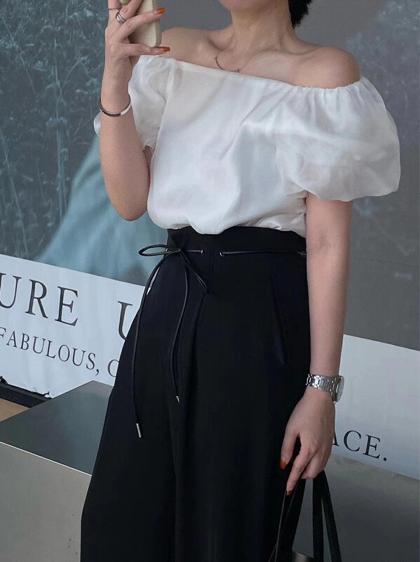 [cottoncandy] temperament pure Lustre Bubble Sleeve Shirt 22s661# jhy