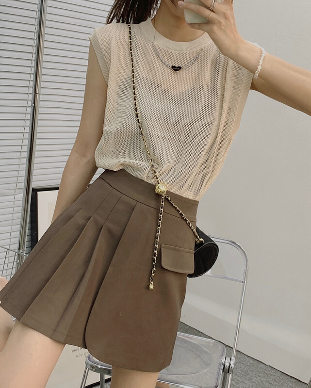 [I-D] Korean versatile fashion shirt (with chain) 8256-2 \ll