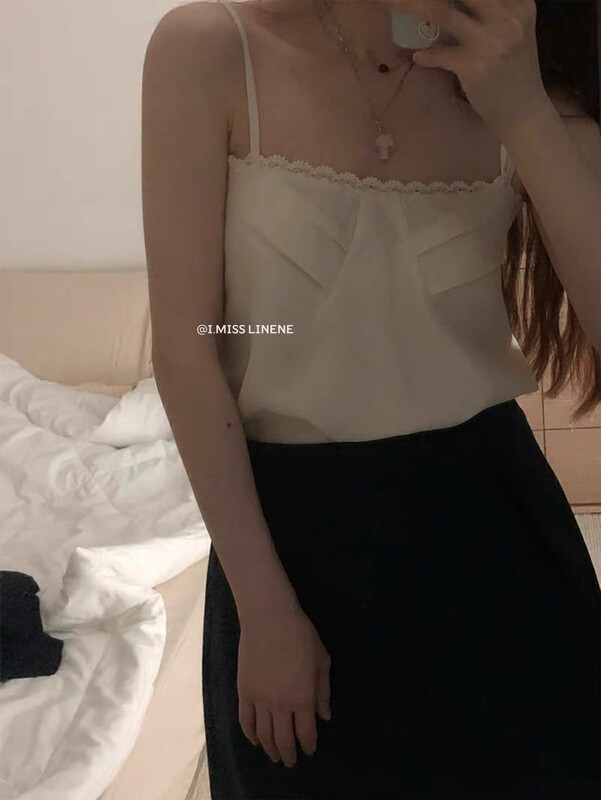 [Imiss] French soft solid LACE VEST / suspender cx6275# Fhx