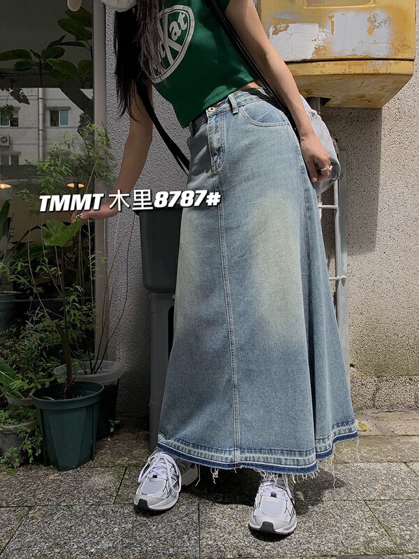 [jiajiatmmt Muli] retro style high waist denim skirt j8787# L