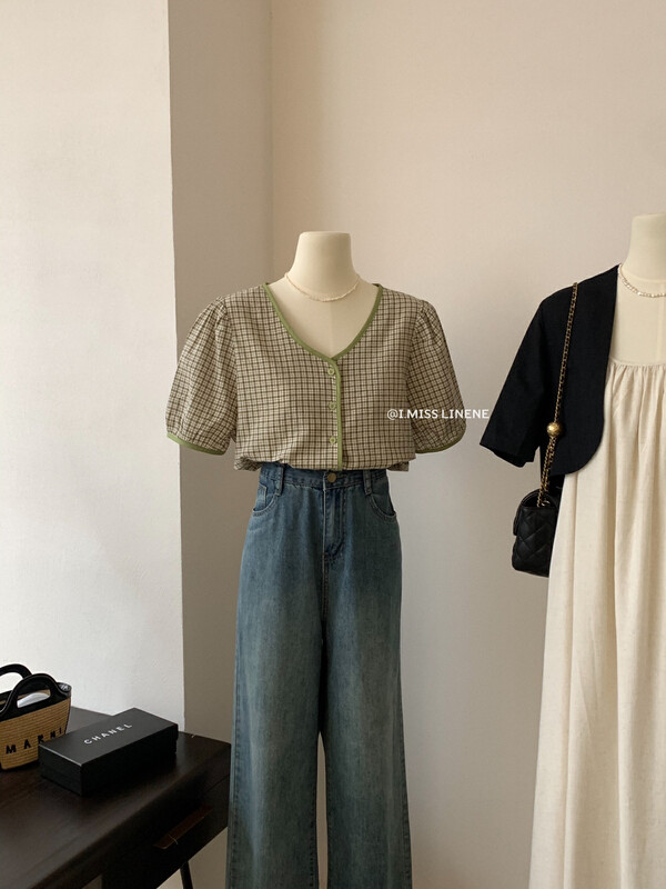 Original price 50.76! [Imiss] vintage and versatile Plaid Button Up Shirt cx10102# Fhx