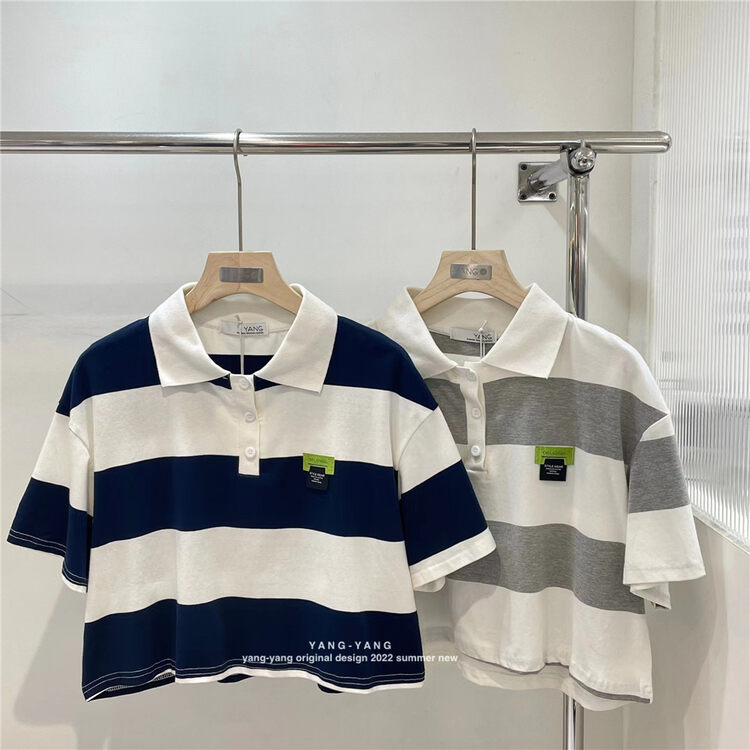 [Yang Yang] versatile fashion stripe short sleeve T-shirt c6368 \cls