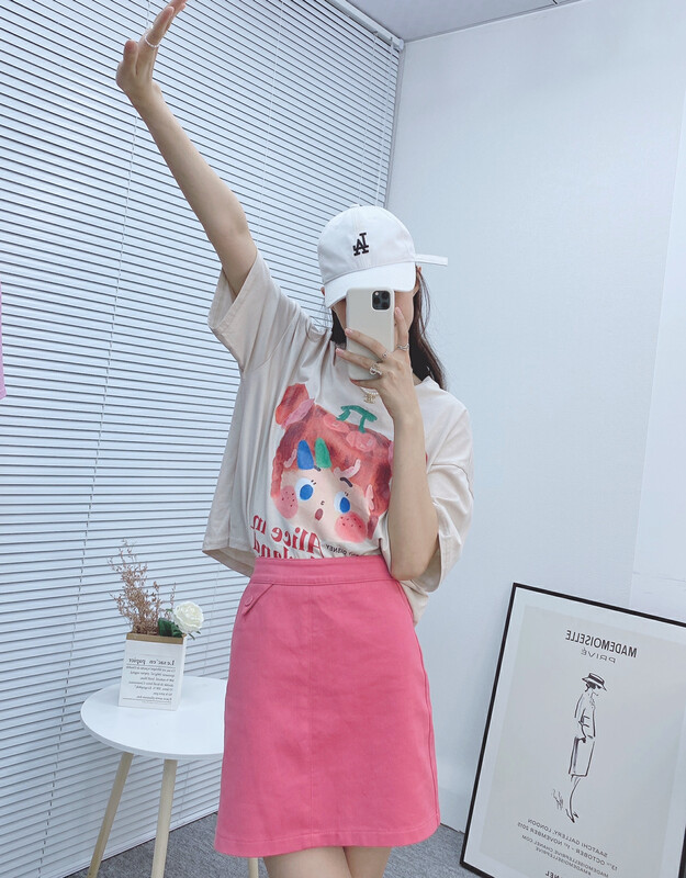 Original price 37.22! [I-D] Korean version wild doll short sleeve T-shirt ys8269# L