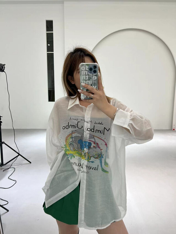 [yj.simple] thin Korean print versatile sunscreen shirt y003-3032# ozq