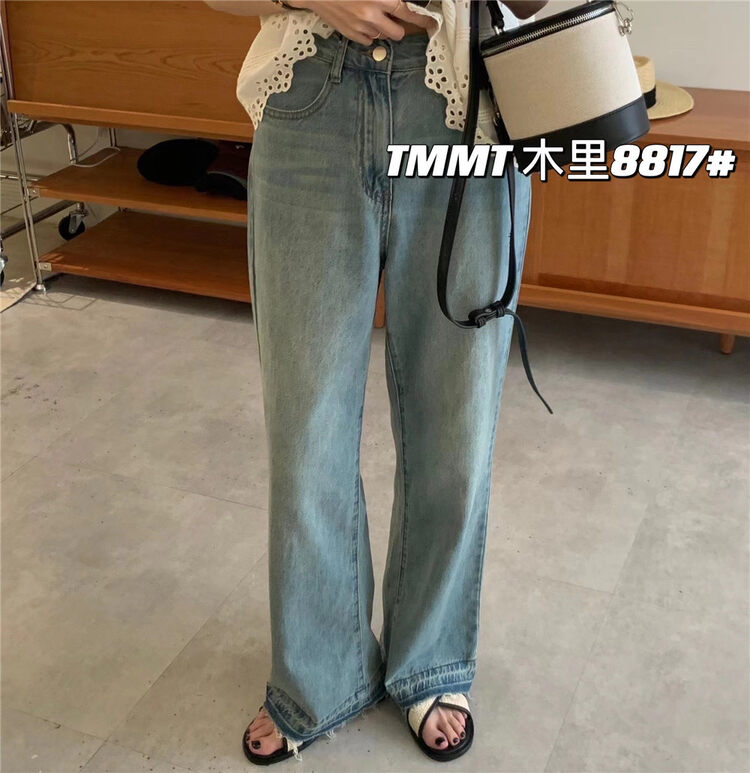 [jiajiatmmt Muli] distressed gradient comfortable wide leg jeans 8817# L