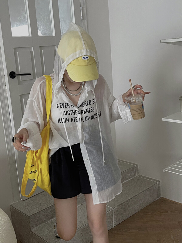 [yj.simple] hooded letter printed casual shirt 3110# ozq