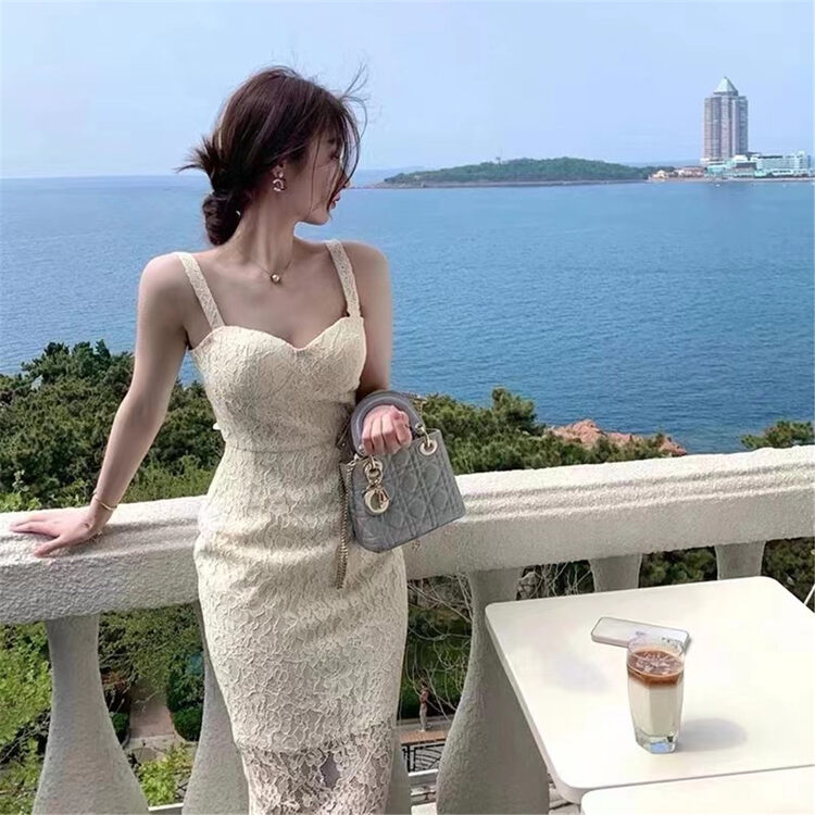 [little woman] sleeveless lace slim dress 22220# PCZ