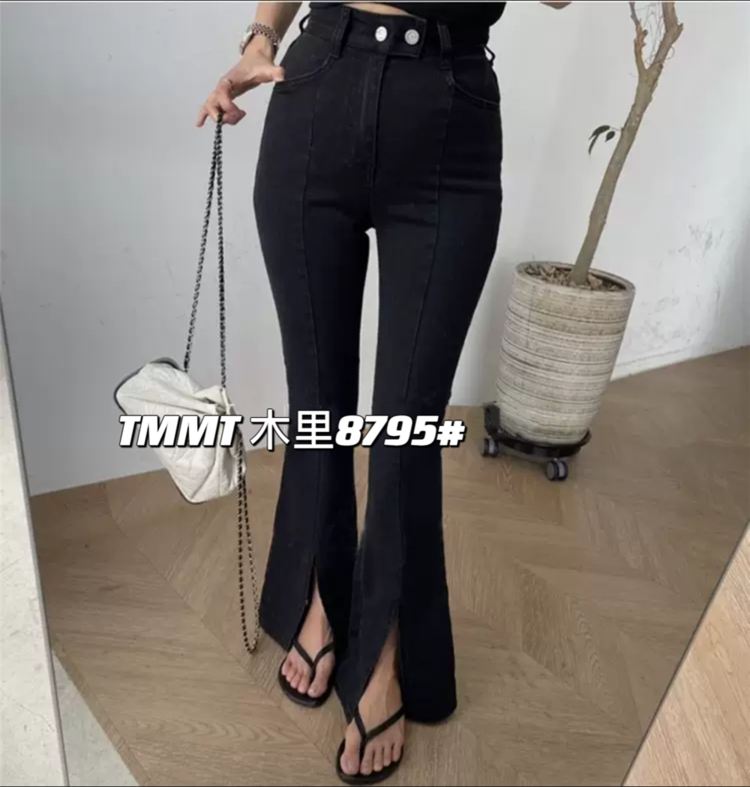 [jiajiatmmt wooden lining] slim split comfortable jeans 8795# L