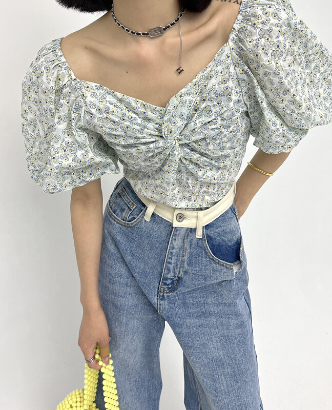 [d.two D2] Spice Girl Fashion bubble sleeve bra shirt 2221287\zxl