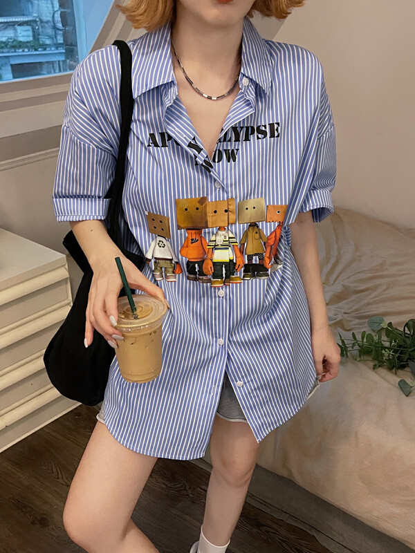 [yj.simple] Korean printed button up shirt y001-3107 \ozq