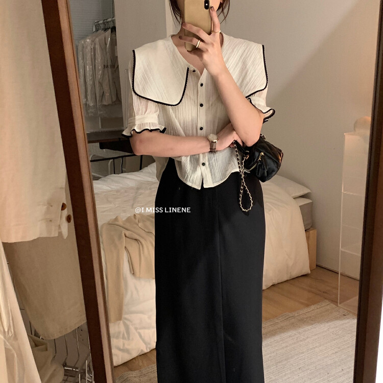 [Imiss] French color contrast fashion shirt cx7107# Fhx