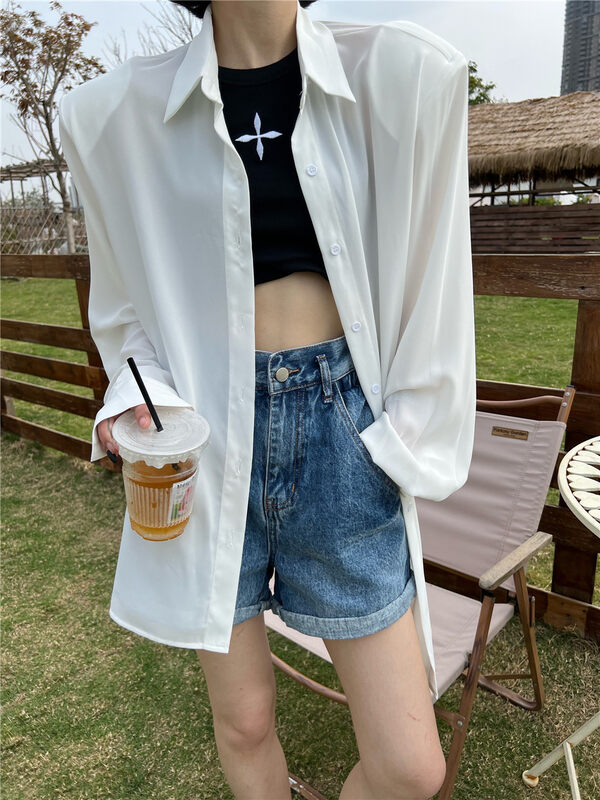 【D+（AIT.)】 High waist slim versatile denim shorts 050# ozq