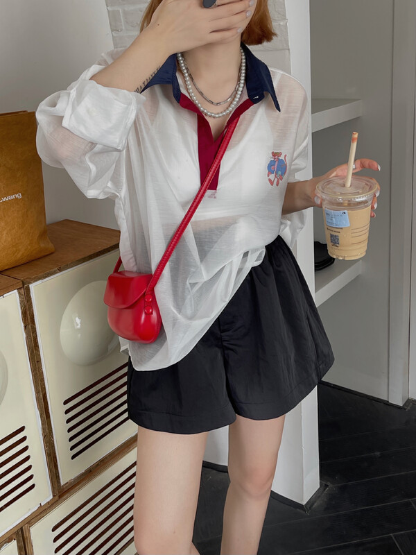 [yj.simple] color blocking Korean style pullover shirt 3105 \ozq