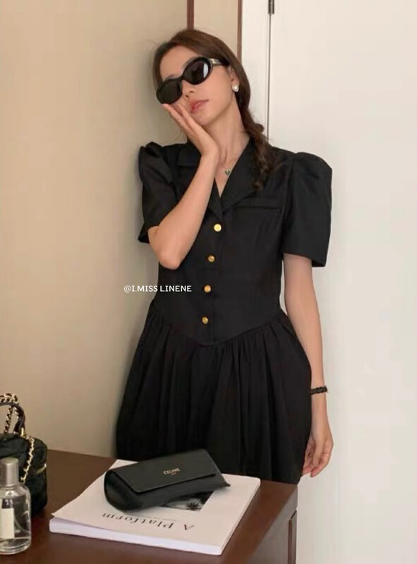 [Imiss] French temperament bubble sleeve short dress cx9137# Fhx