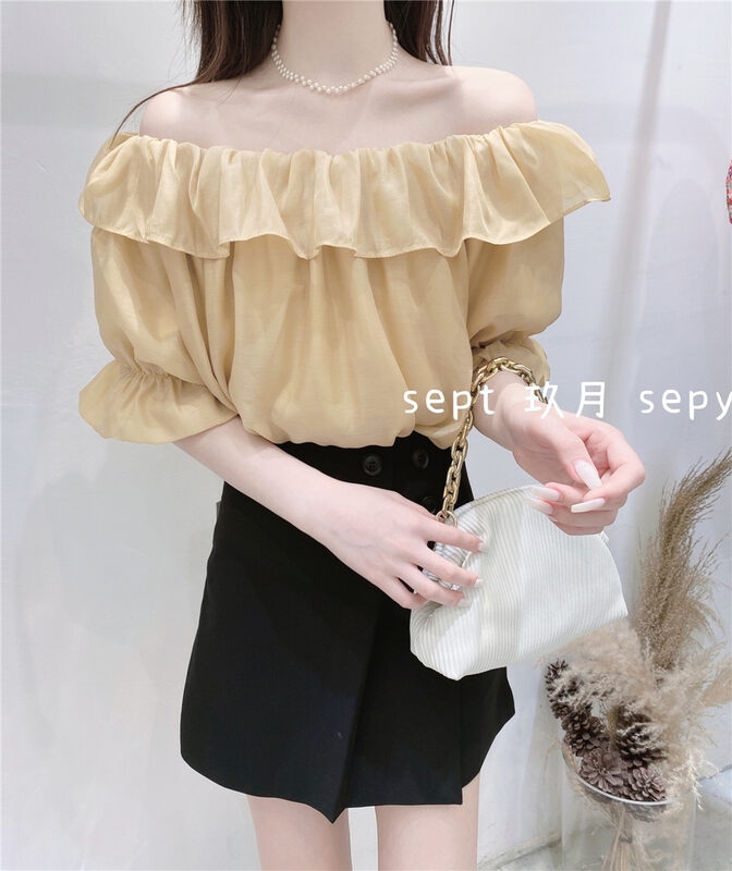 [set] simple and versatile one shoulder shirt 6008-6# zxx