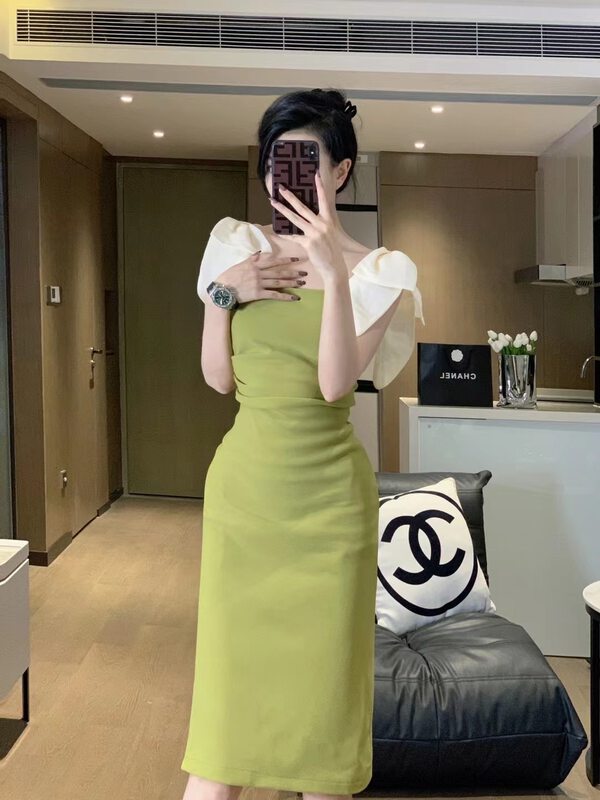 [little woman] Feifei sleeve Pullover color matching dress 22279 \pcz