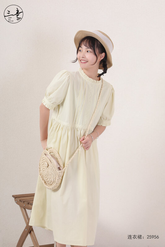 [original of three plain clothes] literary style retro commuter dress 25956