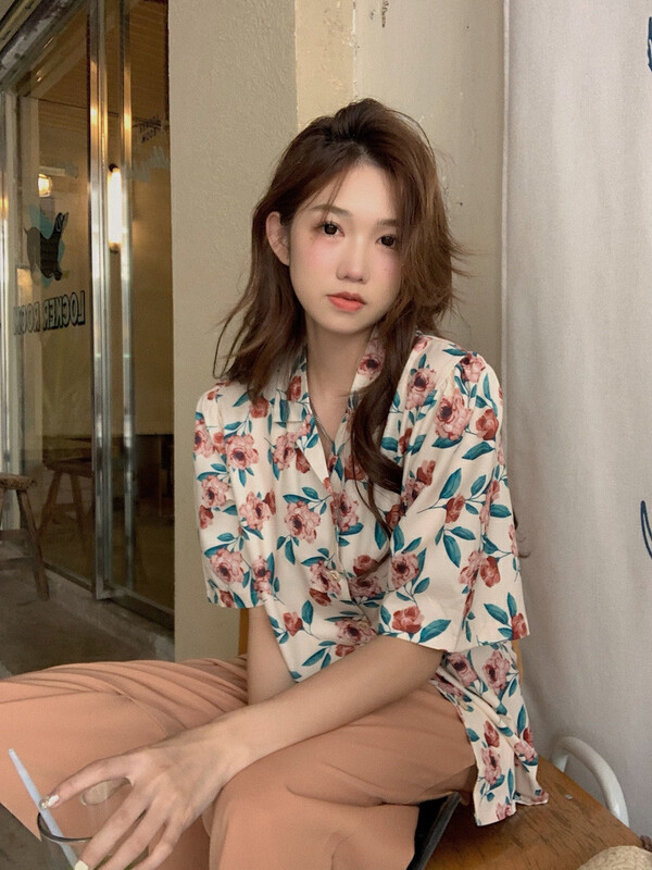 [dolly] Vintage Floral polo collar shirt 3256 # PCZ