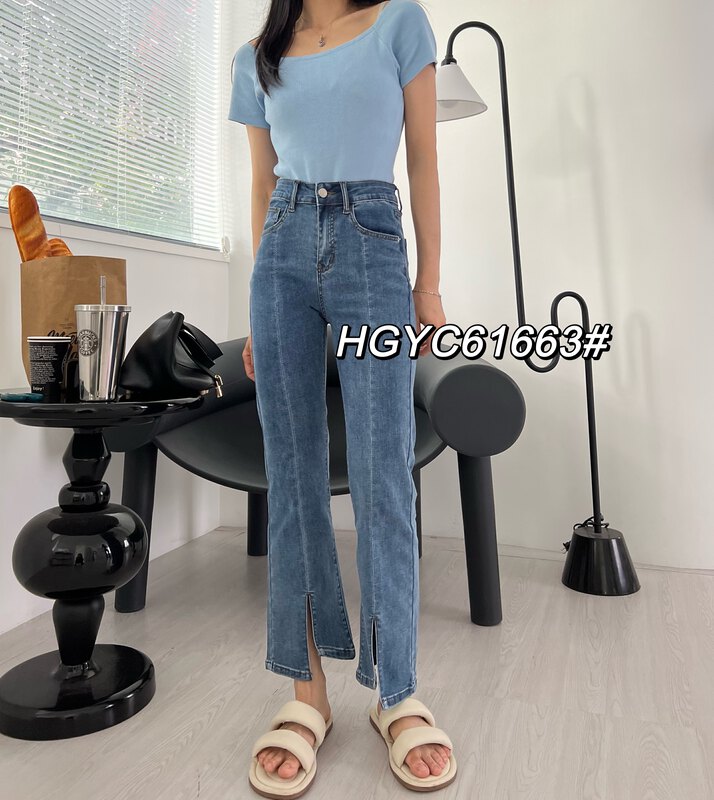 [Nobody reject] mid rib trouser leg cut design jeans 61663# Fhx