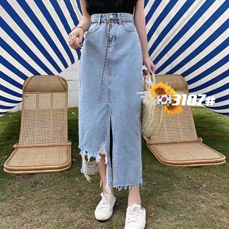 [Korean original] characteristic foreign style lace fashion denim skirt 3107 \fhx