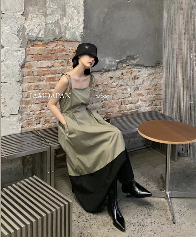 [I am Dapan] suspender color matching casual dress 7076# zxl