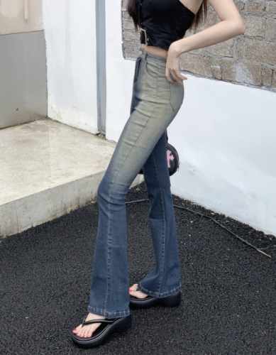 Real price trumpet jeans, women's summer design sense, niche slim, spicy girls' micro flare pants