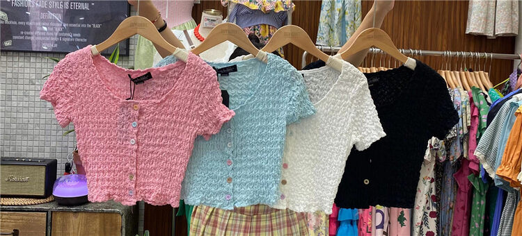 [suzybubble] shorts pure color button up blouse 6806# WPL