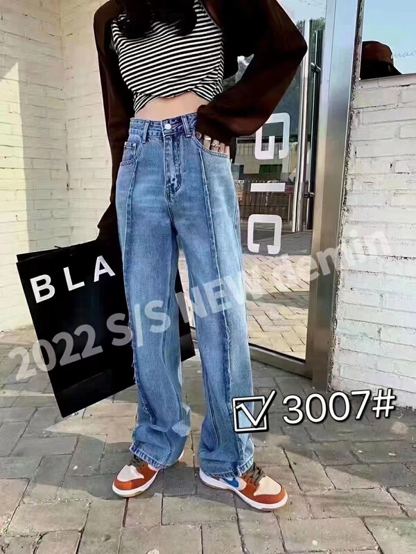 [Korean original] Korean version of bright line foreign style wide leg jeans 3007-1 # Fhx