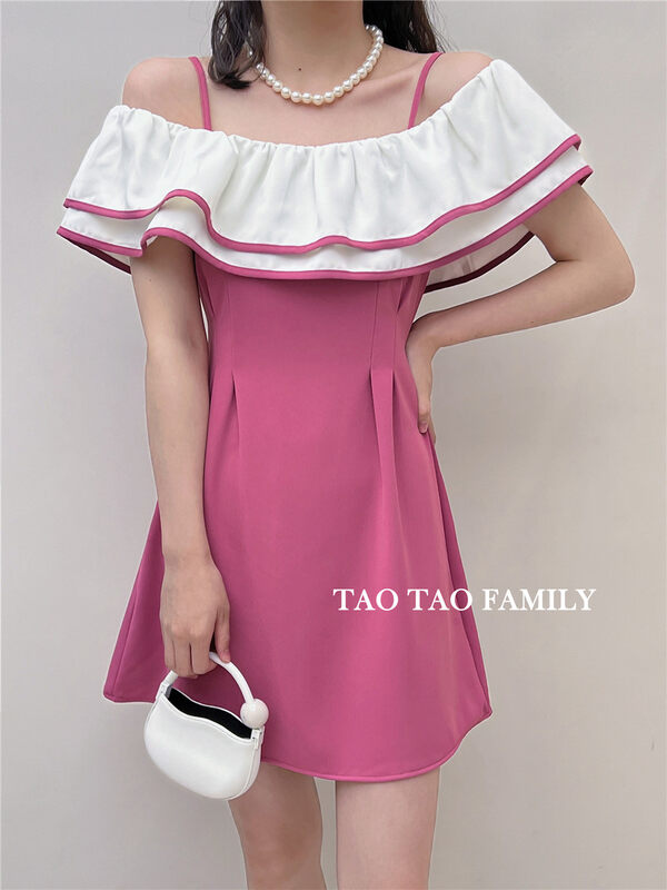 [Taotao family] ruffled off shoulder sweet dress 3675# lwy