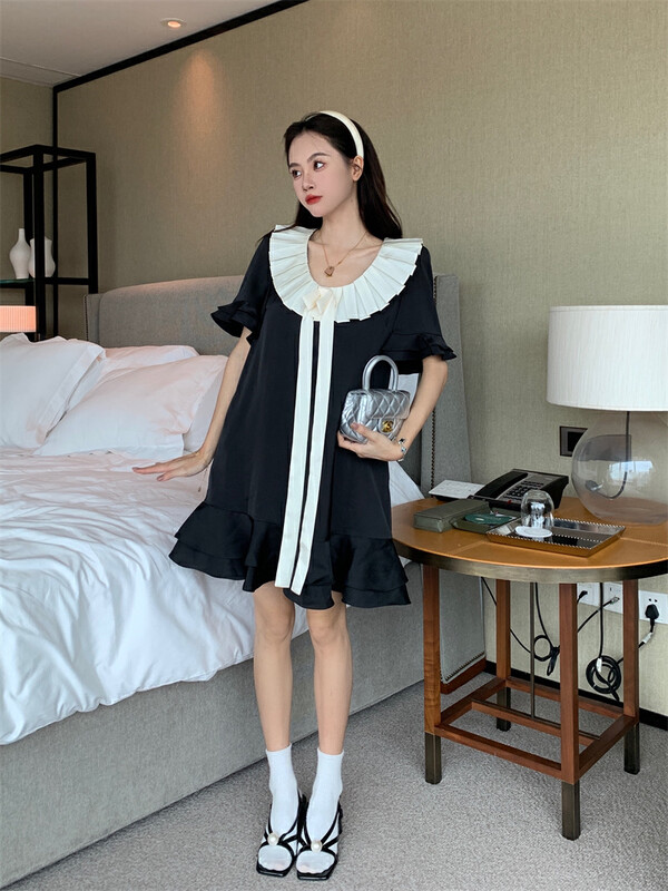 [dolly] French pleated collar versatile short dress 3221 \pcz