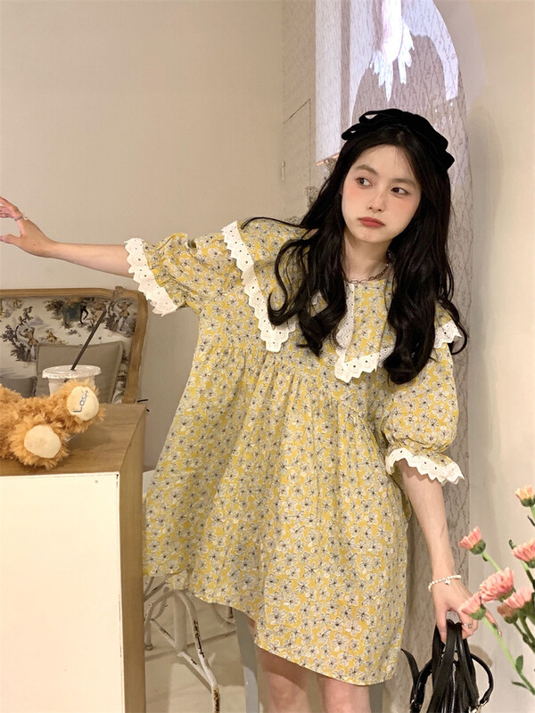 [dolly] sweet floral Ruffle loose dress 1441# PCZ