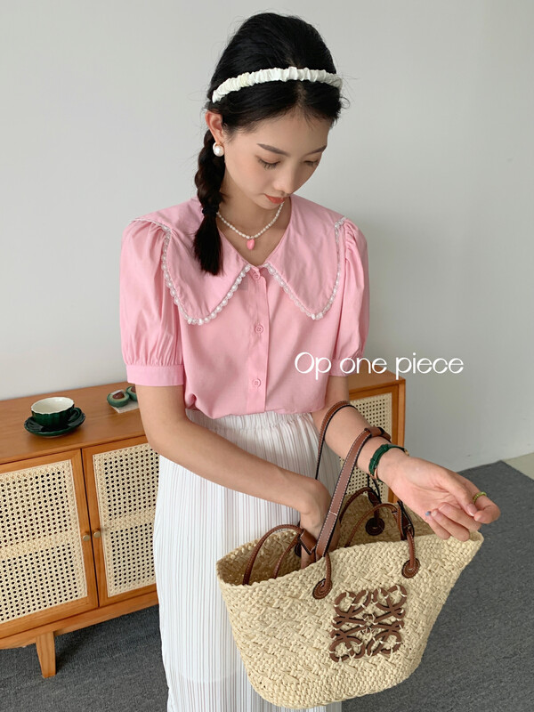 [OP one piece] French pearl temperament shirt op60118# hjy