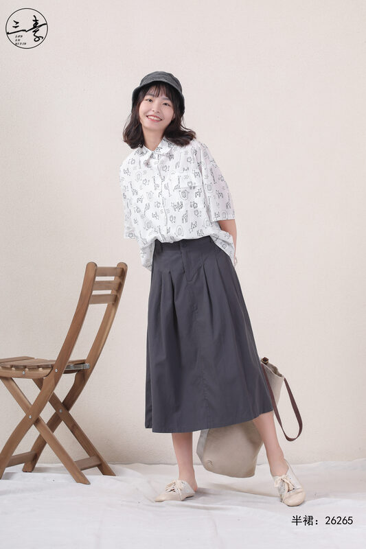 [original three element clothes] simple temperament commuter literary style skirt 26265